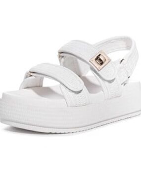 Women's White Platform Sport Sandals with Adjustable Straps